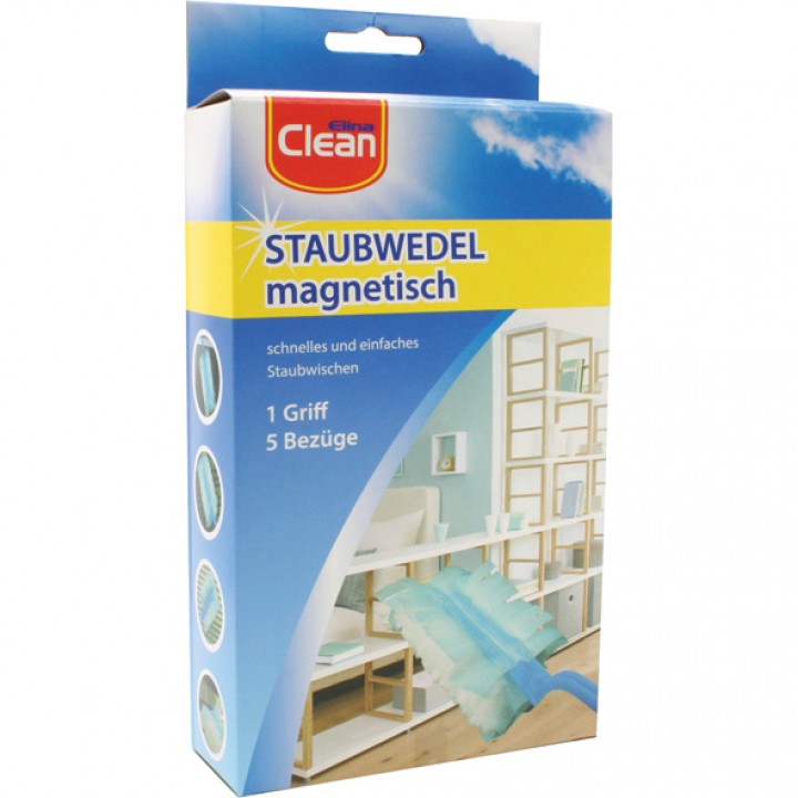 Staubwedel CLEAN magnetisch - 6-teilig, 1 Halter + 5 Bezüge