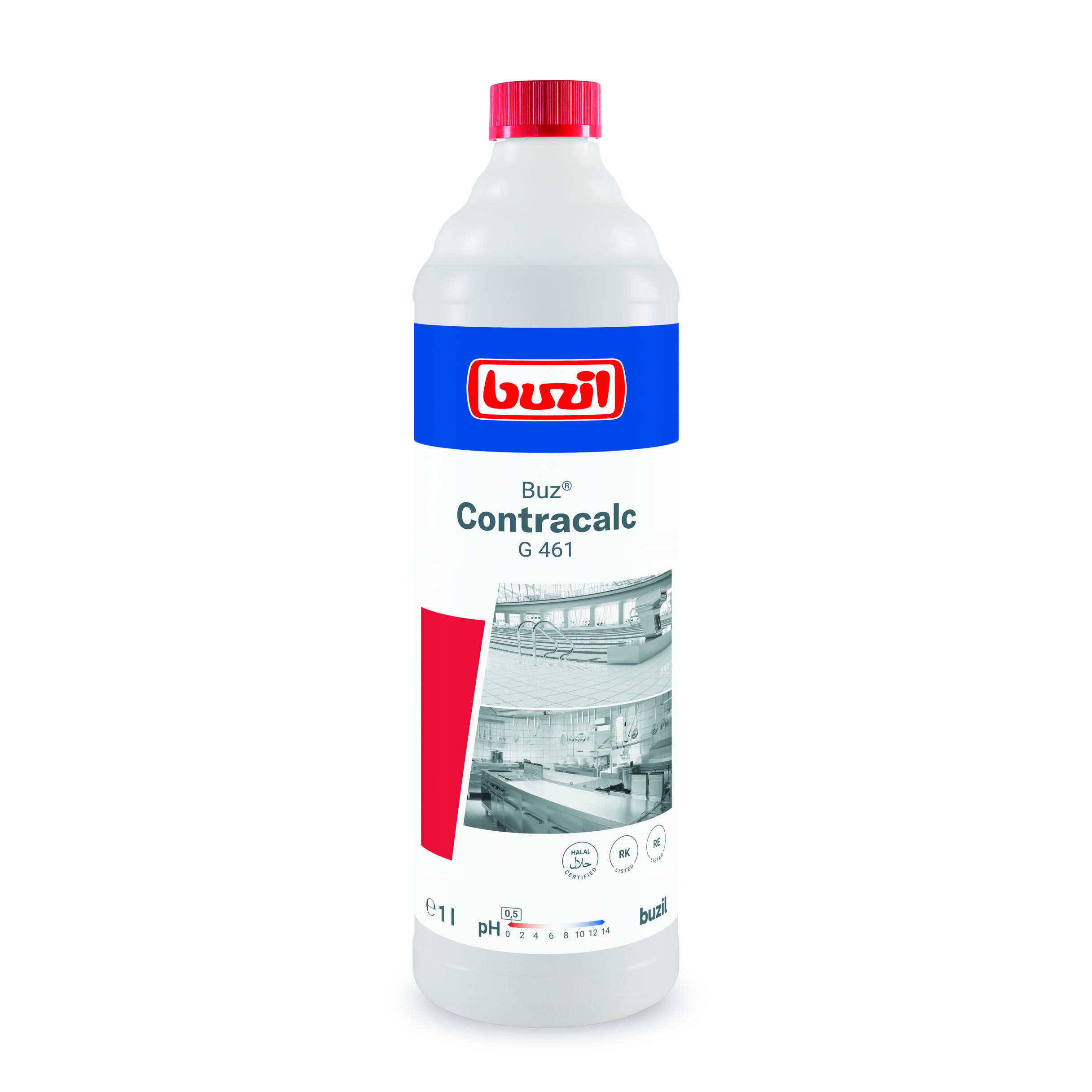 Buzil Buz Contracaclc G461, 1 Liter Flasche, Farbloser Grundreiniger und Entkalker auf Phosphorsäurebasis